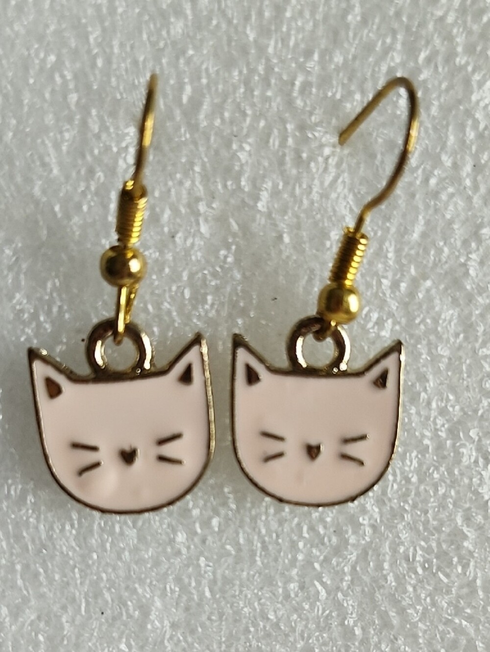 Hand Crafted Pink Cat Face Drop Earrings